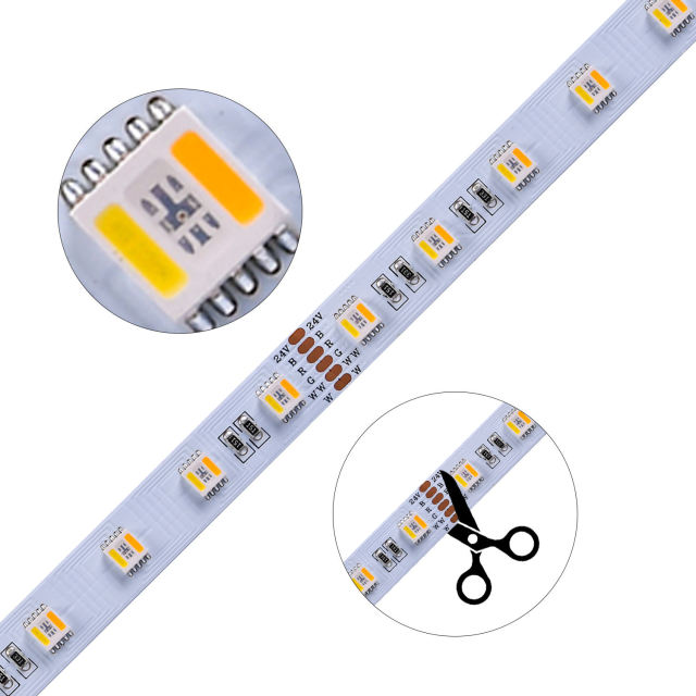 24VDC Highest Density 5-in-1 5050 RGBWW (RGB+Warm White+Daylight) 112LEDs/m Bright RGBCCT LED Strip for  DIY Home Decoration,murenled,24V High Density 5050 RGBWW LED Strip 112LEDs/m DIY