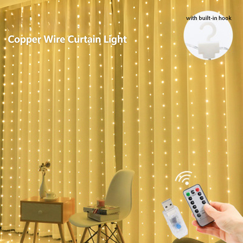 USB Copper Wire Curtain Lights with Remote - 8 Flashing Modes & Dimmable, Waterproof LED Icicle String Lights for Bedroom, Wedding, Party Decor (3x3m/3x2m/3x1m),murenled,Wholesale USB copper wire curtain lamp strings