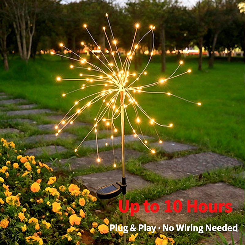 Solar Fireworks Light - Waterproof Outdoor Garden & Lawn Decor, Auto-On at Dusk with Smart Light Sensor, 12-Hour Runtime, Warm White & Colorful Options,murenled,Wholesale outdoor LED solar floor-mounted fireworks lights