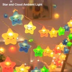 Star-shaped clouds, rainbows, decorative lights and colored lanterns. Suitable for home decoration, garden decoration, outdoor lighting, Christmas tree decoration and lighting.,murenled,Stars, clouds, rainbow-shaped festival lights strings