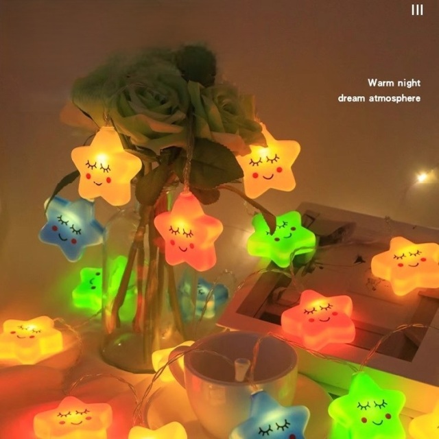 Star-shaped clouds, rainbows, decorative lights and colored lanterns. Suitable for home decoration, garden decoration, outdoor lighting, Christmas tree decoration and lighting.,murenled,Stars, clouds, rainbow-shaped festival lights strings