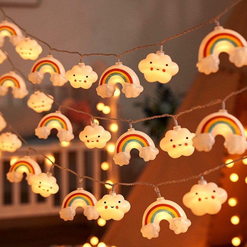 Star-shaped clouds, rainbows, decorative lights and colored lanterns. Suitable for home decoration, garden decoration, outdoor lighting, Christmas tree decoration and lighting.,murenled,Stars, clouds, rainbow-shaped festival lights strings