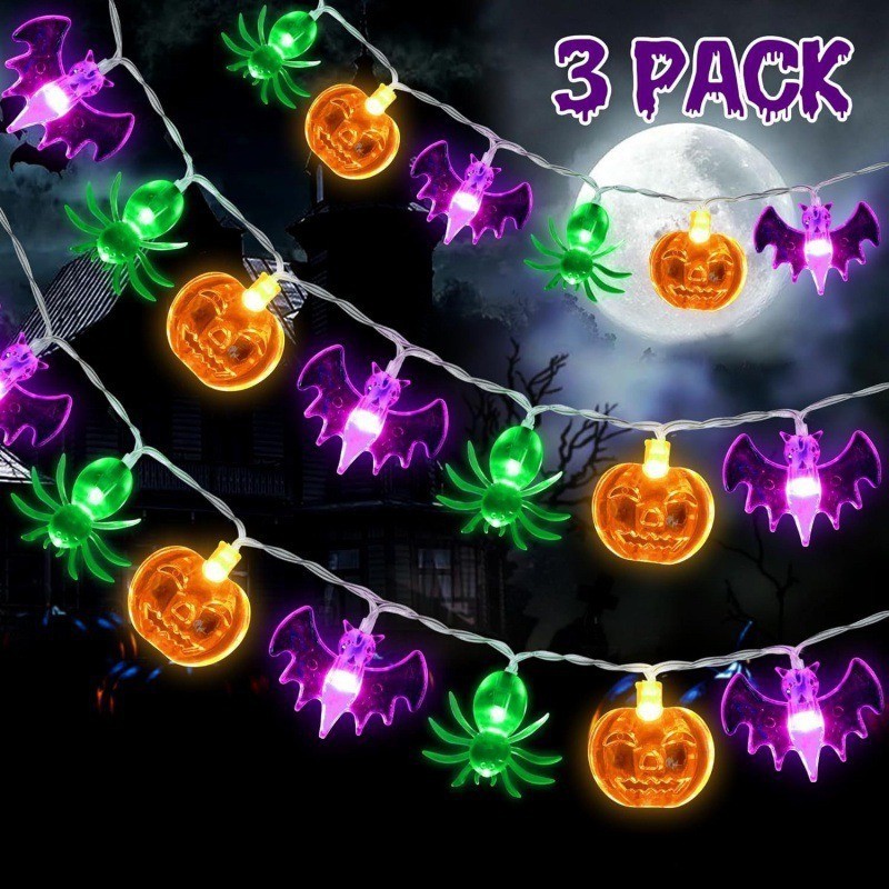Halloween Pumpkin Ghost Bat Combo String Lights — Multi-Shape LED Atmosphere Lights, Perfect for Bars, KTVs, Show Windows & Malls,murenled,Halloween themed decorative LED light string