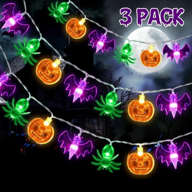 Halloween Pumpkin Ghost Bat Combo String Lights — Multi-Shape LED Atmosphere Lights, Perfect for Bars, KTVs, Show Windows & Malls,murenled,Halloween themed decorative LED light string