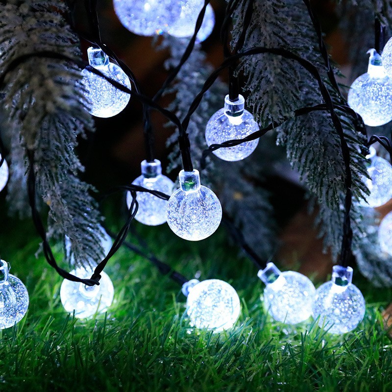 Solar bubble lamp string, with 8 lighting modes, water-resistant, suitable for garden, courtyard, trees, camping, wedding parties and outdoor decoration.,murenled,Outdoor solar LED crystal bubble light string
