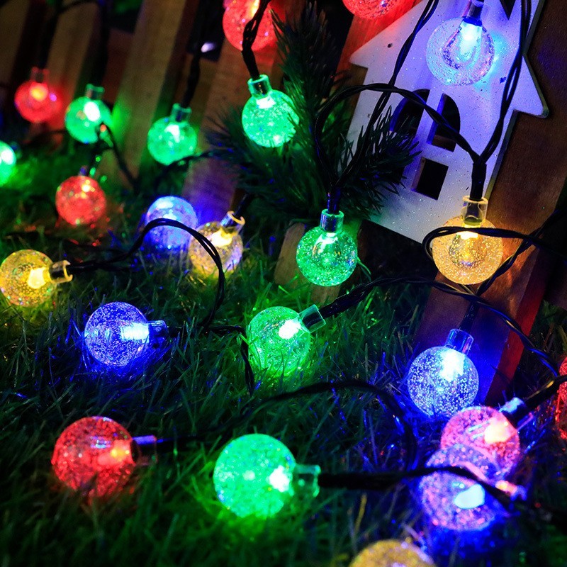 Solar bubble lamp string, with 8 lighting modes, water-resistant, suitable for garden, courtyard, trees, camping, wedding parties and outdoor decoration.,murenled,Outdoor solar LED crystal bubble light string