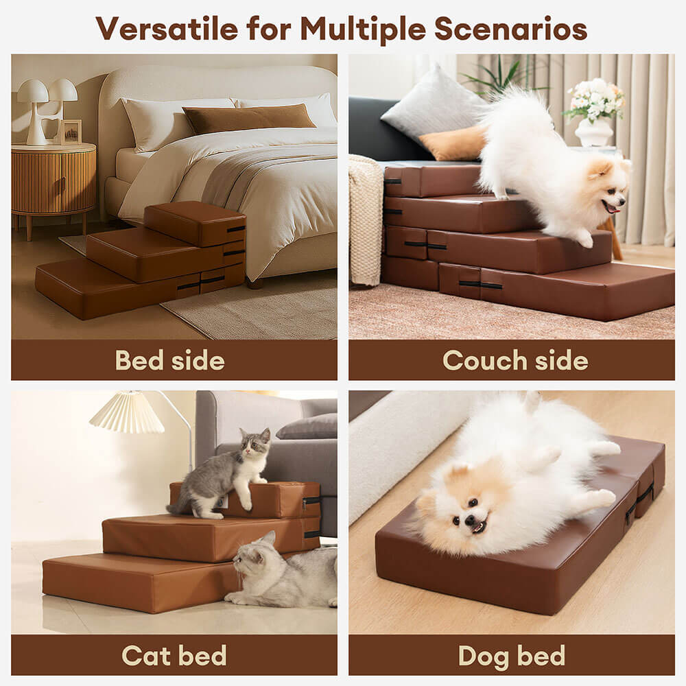 Zozooy Waterproof Washable Faux Leather Pet Stairs