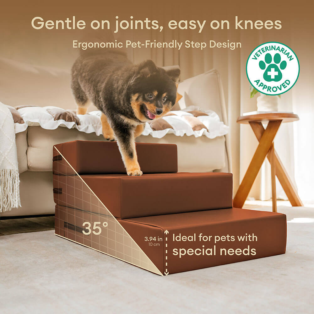 Zozooy Waterproof Washable Faux Leather Pet Stairs