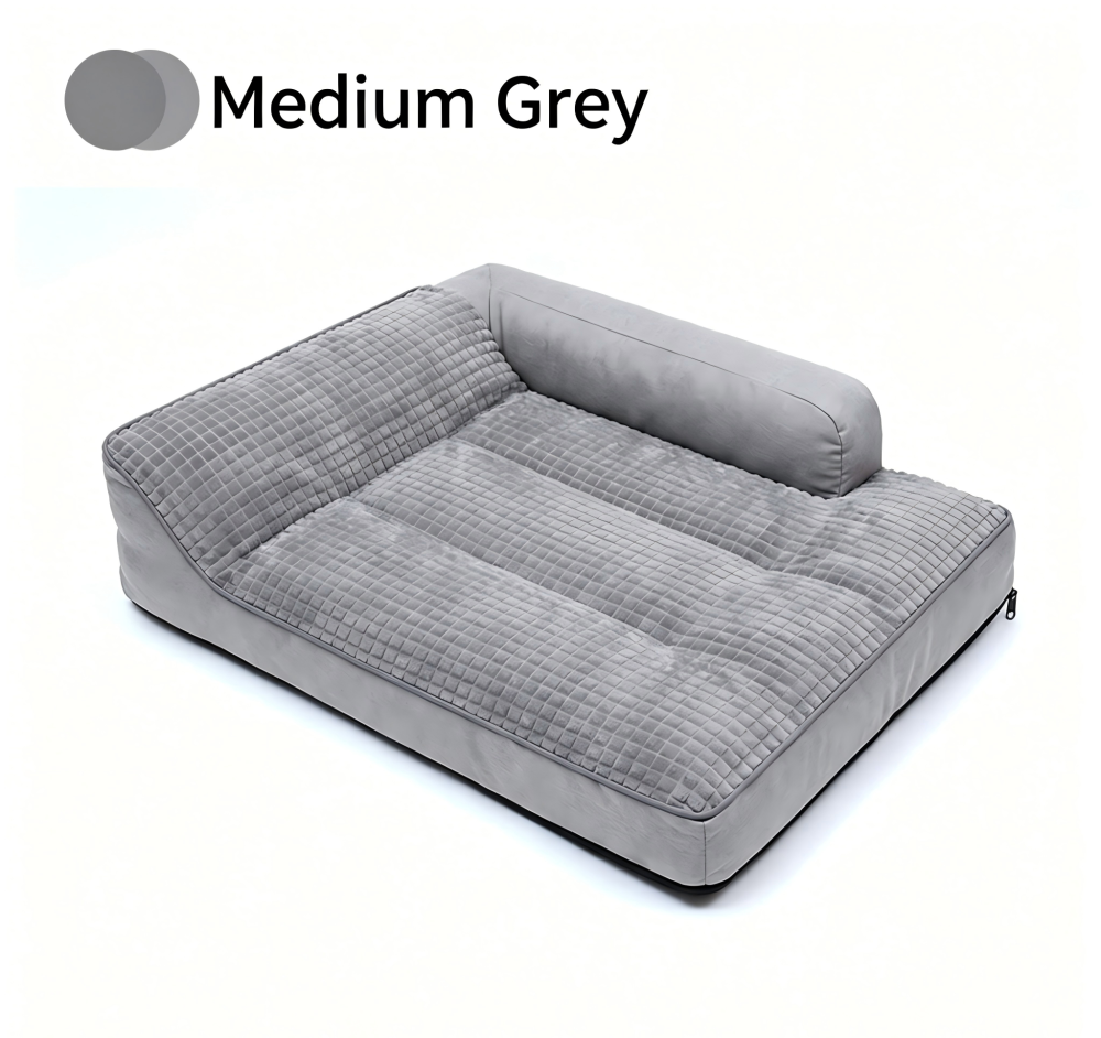 Zozooy Quilted Flannel Detachable Dog Bed with Backrest