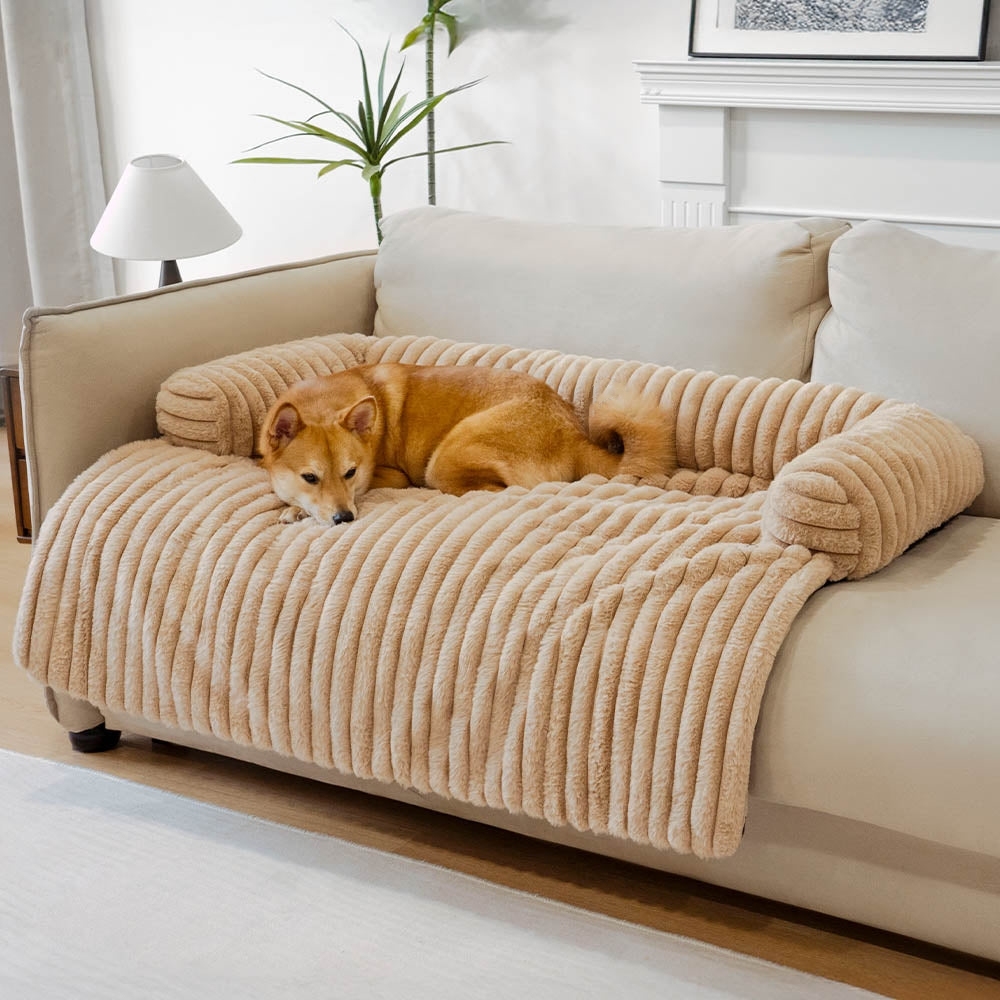 Zozooy Striped Plush Pet Sofa Cushion