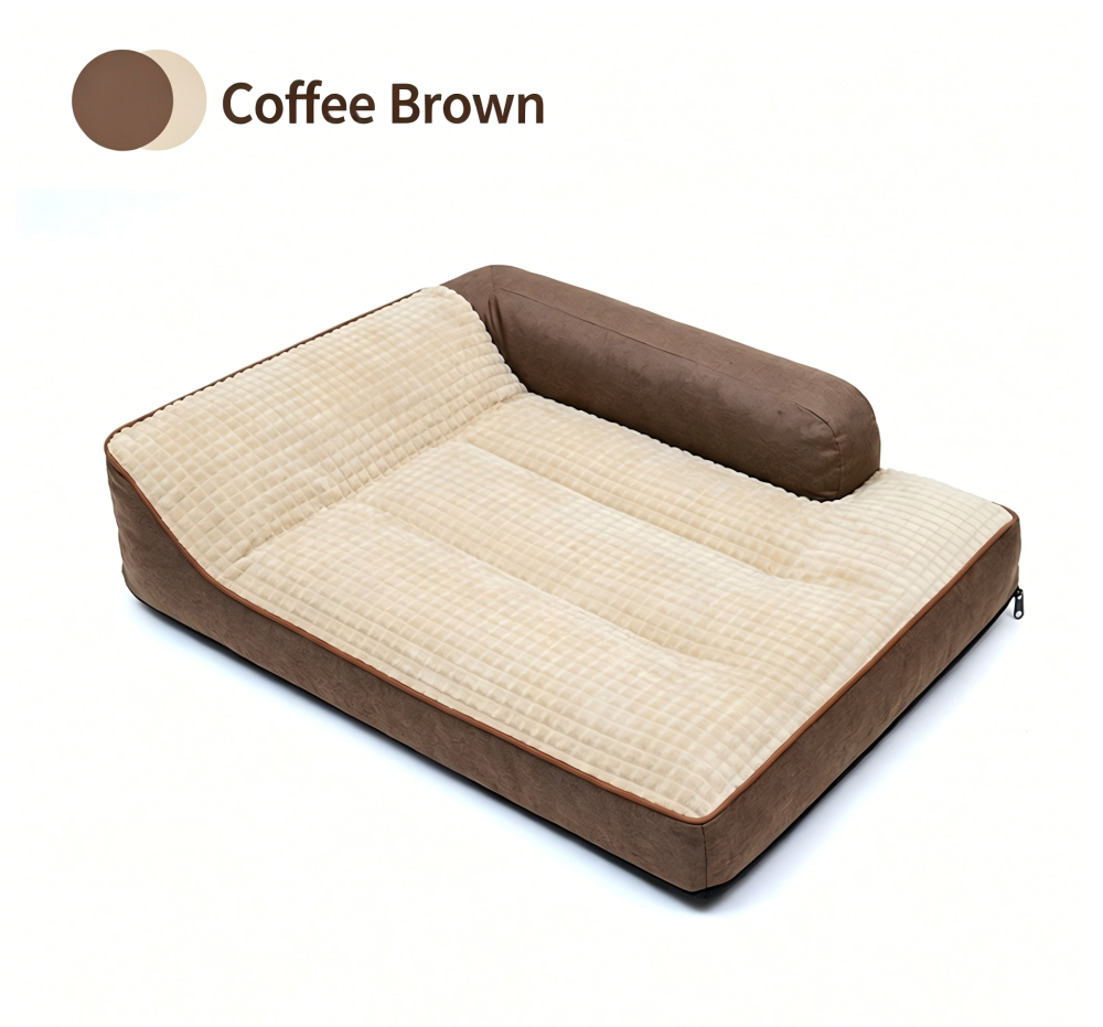 Zozooy Quilted Flannel Detachable Dog Bed with Backrest