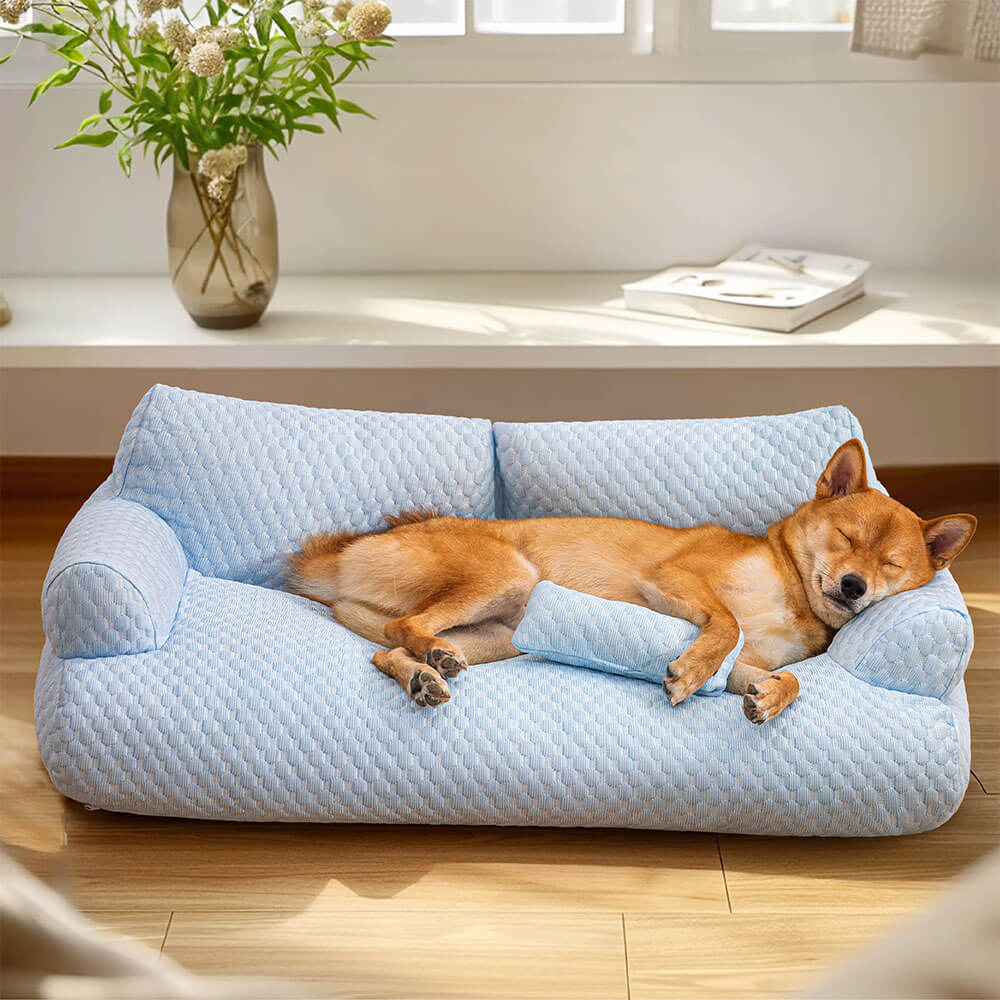 Zozooy Ice Silk Cooling Pet Bed Breathable & Washable Dog Sofa Bed