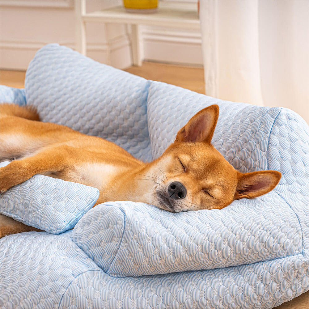 Zozooy Ice Silk Cooling Pet Bed Breathable & Washable Dog Sofa Bed