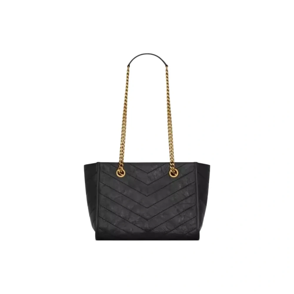 SAINT LAURENT Niki Soft Tote Bag in Black Leather