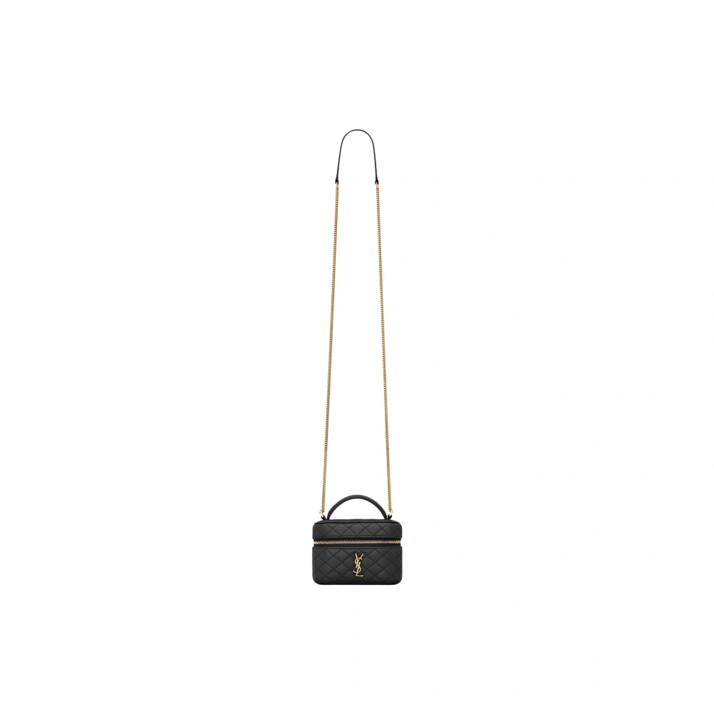 SAINT LAURENT Mini Vanity Bag in Black Quilted Lambskin