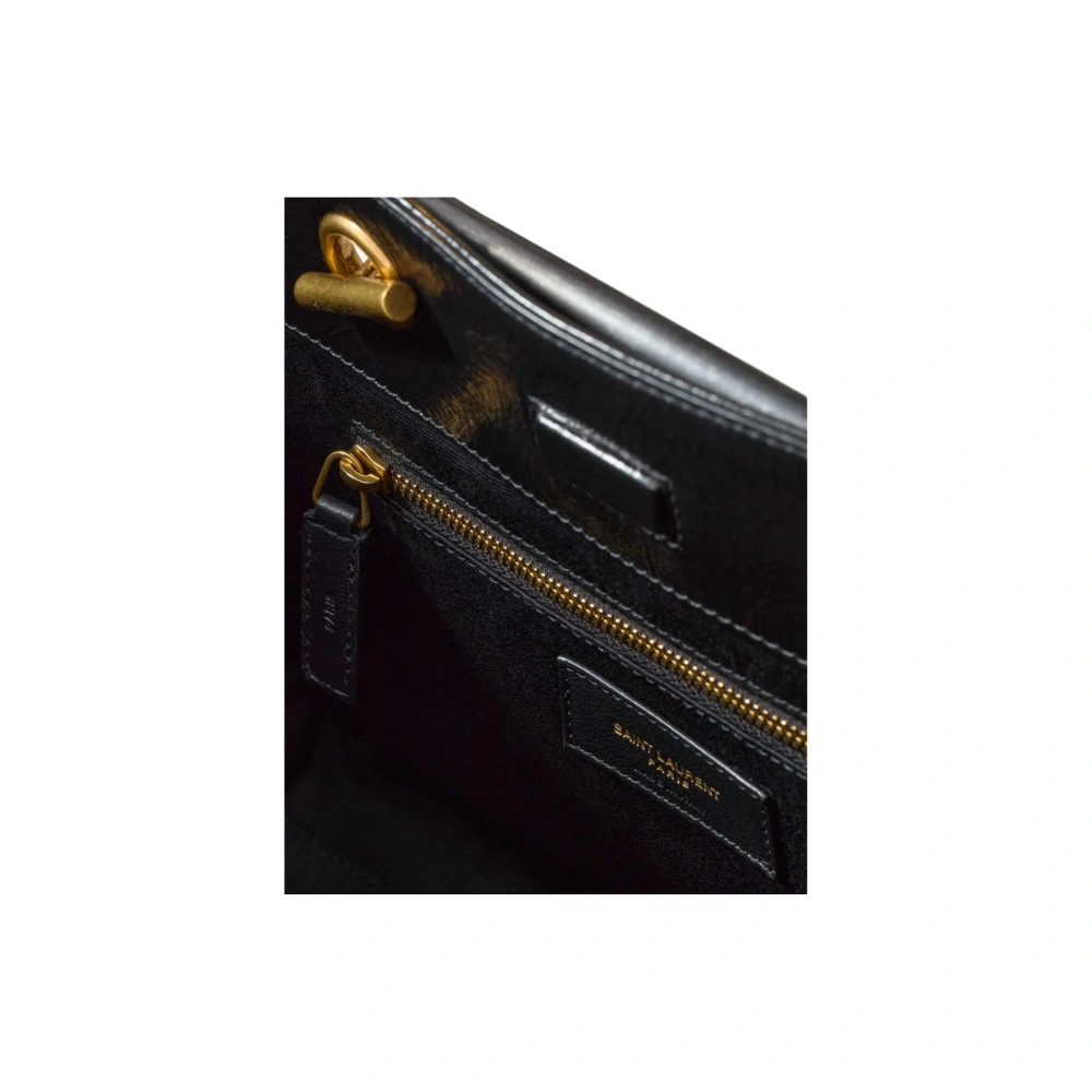 SAINT LAURENT Niki Soft Tote Bag in Black Leather