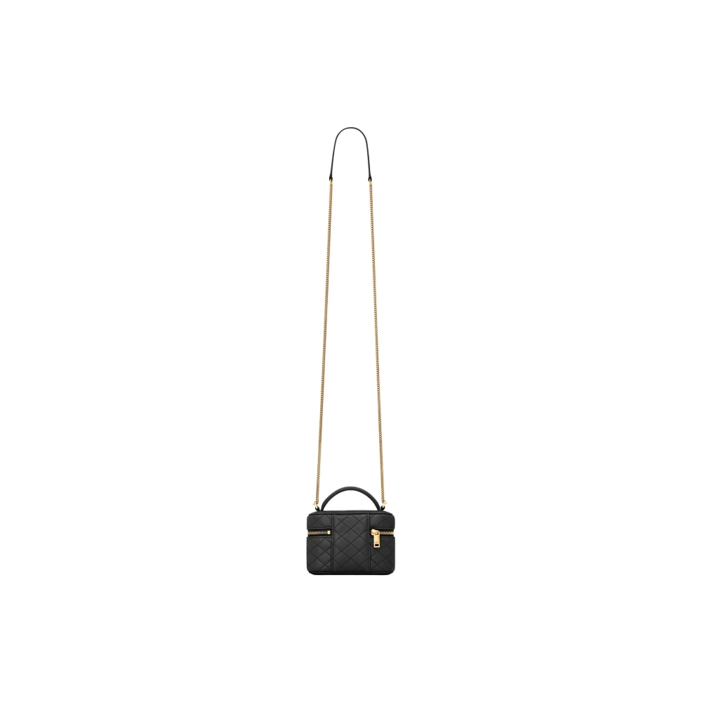 SAINT LAURENT Mini Vanity Bag in Black Quilted Lambskin