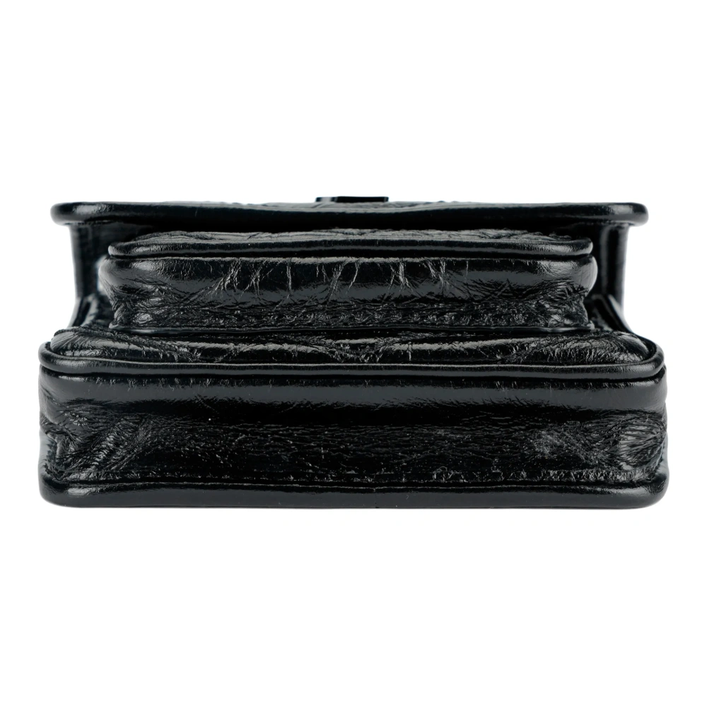 SAINT LAURENT Mini Niki Chain Bag in Black Crinkled Leather