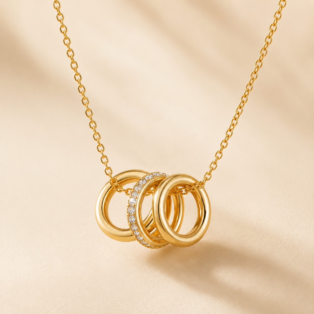 COACH Women’s Triple Ring Pendant Necklace in Gold-Tone Brass