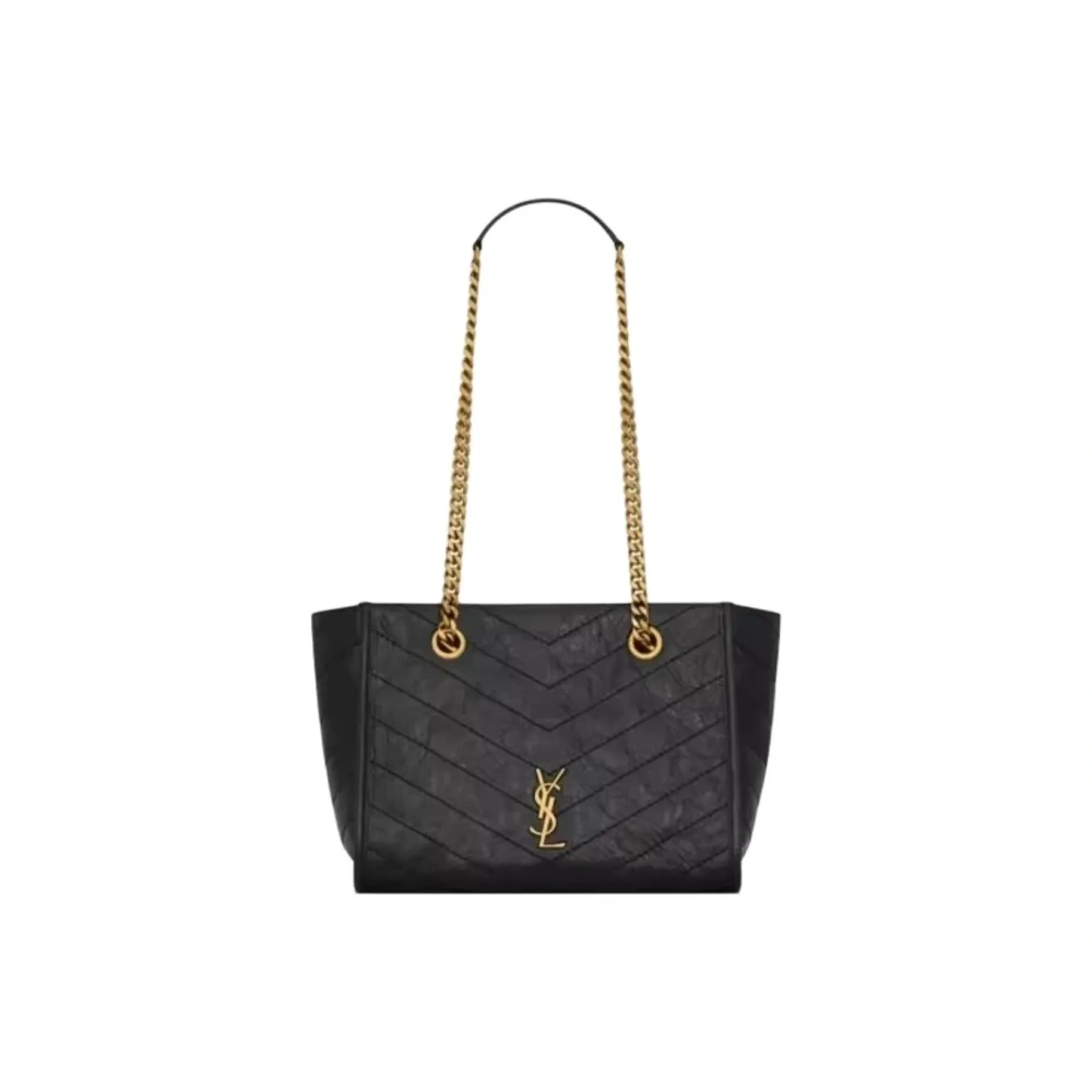 SAINT LAURENT Niki Soft Tote Bag in Black Leather