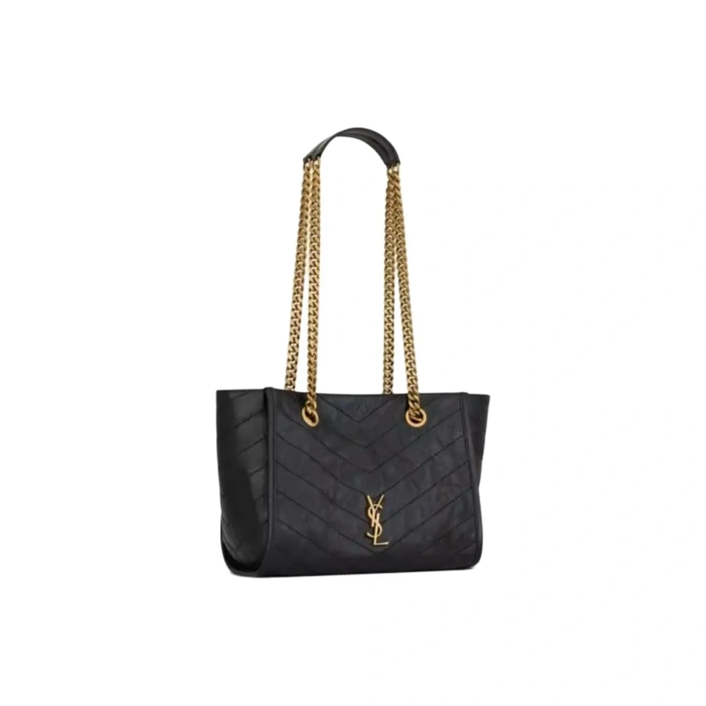 SAINT LAURENT Niki Soft Tote Bag in Black Leather