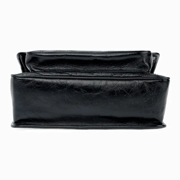 SAINT LAURENT Medium Niki Chain Bag in Black Crinkled Leather