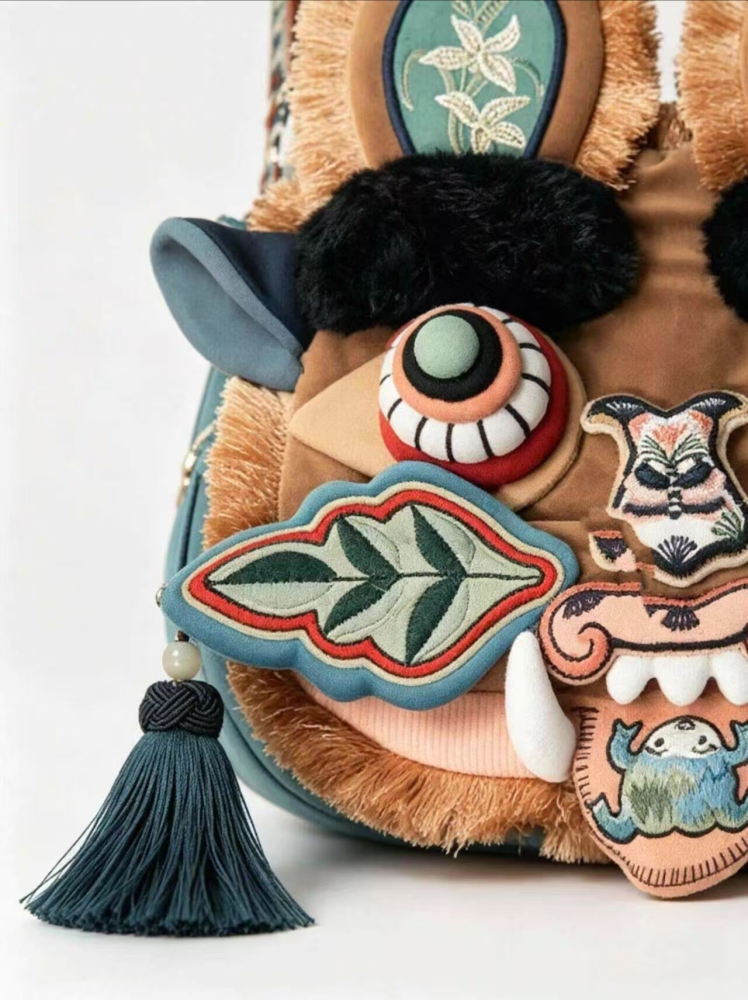 Chinese Tiger Head Crossbody Bag