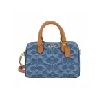 COACH Rowan 18 Women's Small Crossbody & Tote Bag – Classic Logo Canvas, Top Zip, Removable Strap, Woven Slate Blue