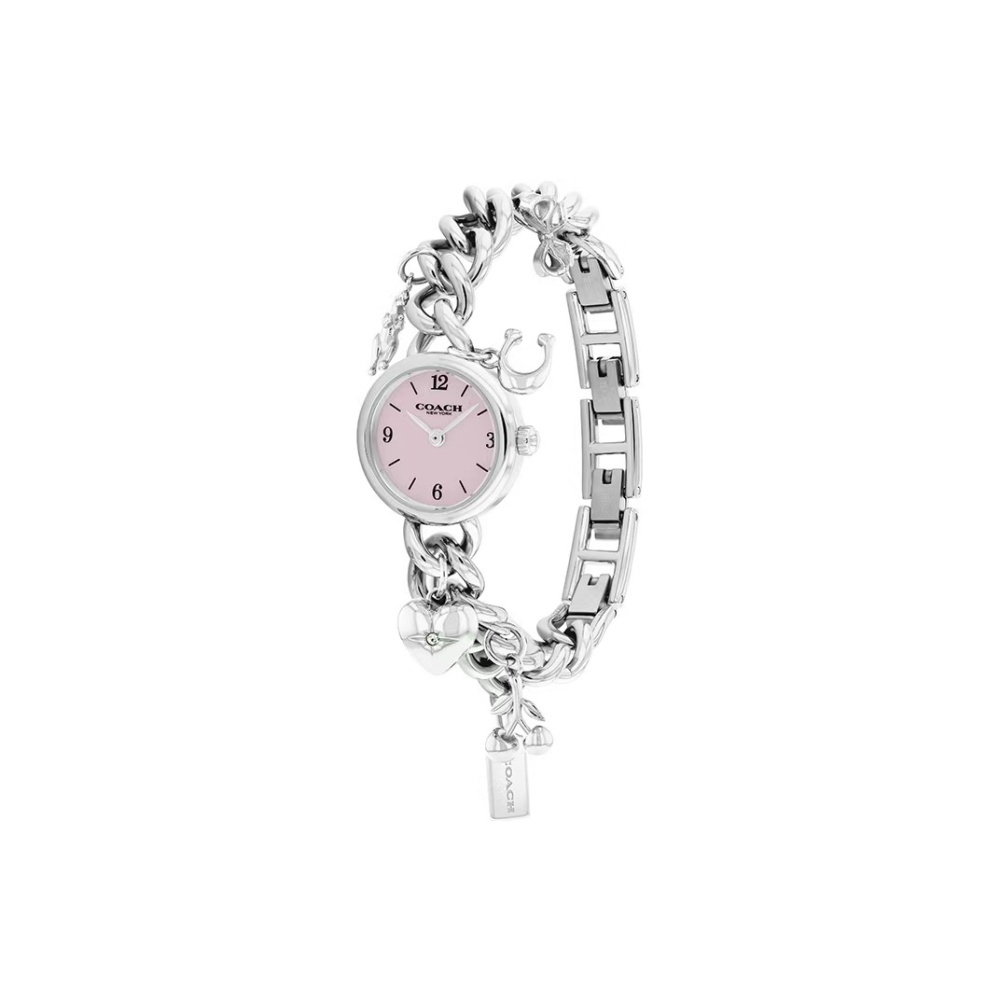 COACH Iris Women's Quartz Watch – Stainless Steel Band, Pink Dial