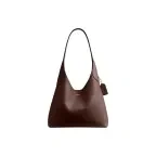 COACH Brooklyn 28 Hobo Bag – Gold Logo Magnetic Closure, Pebbled Leather Shoulder & Handbag for Women, Small Size, Maple Brown