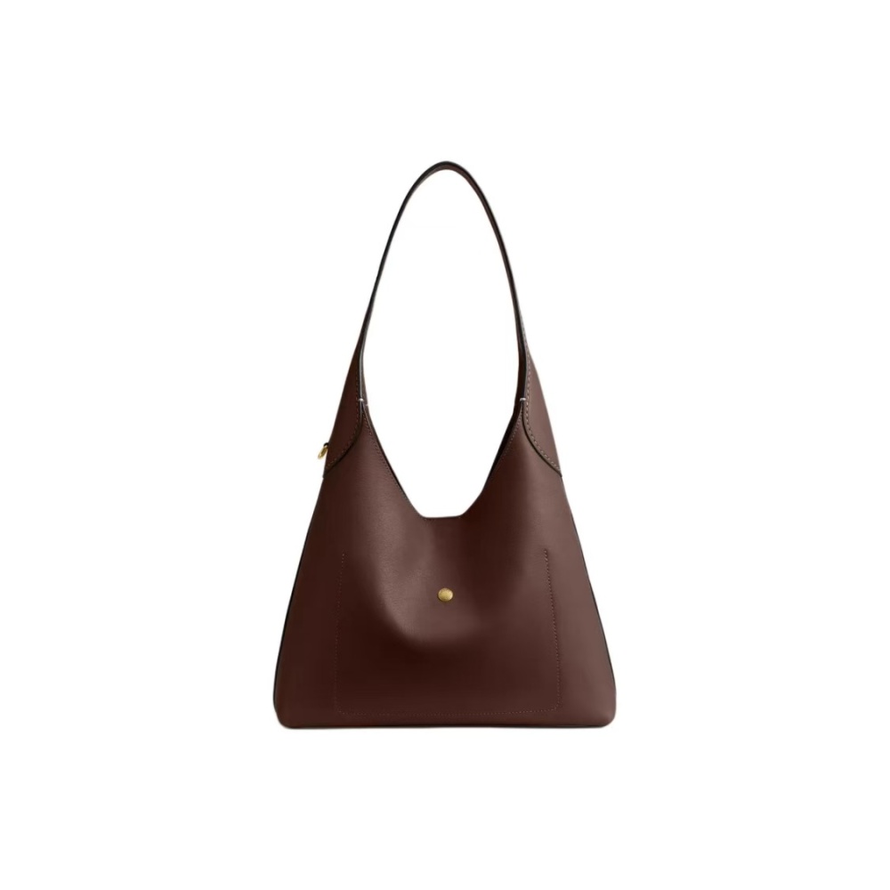COACH Brooklyn 28 Hobo Bag – Gold Logo Magnetic Closure, Pebbled Leather Shoulder & Handbag for Women, Small Size, Maple Brown