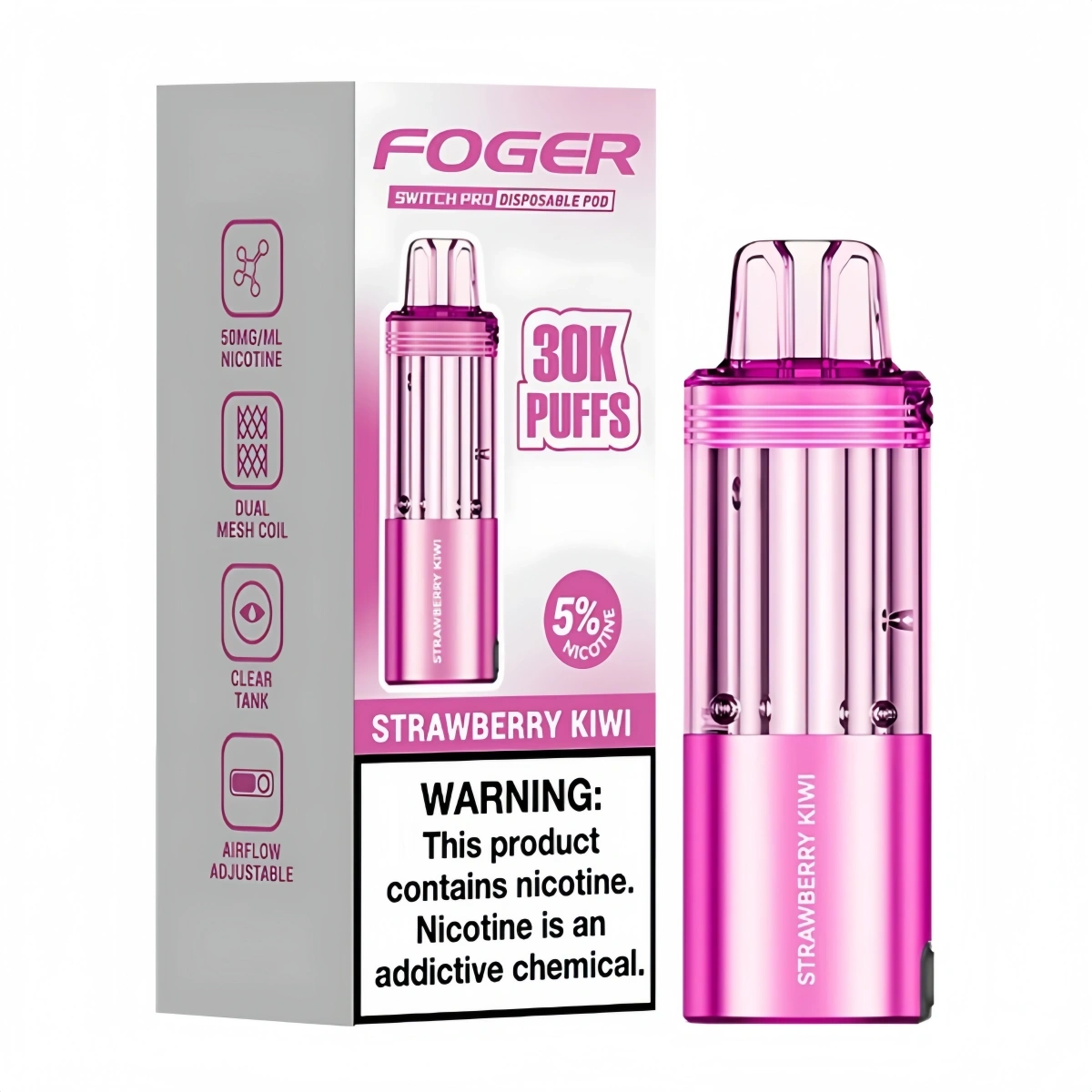 Foger Switch Pro 30K Disposable Pod | 19mL Prefilled Pod | 5% Nicotine | Dual Mesh Coil