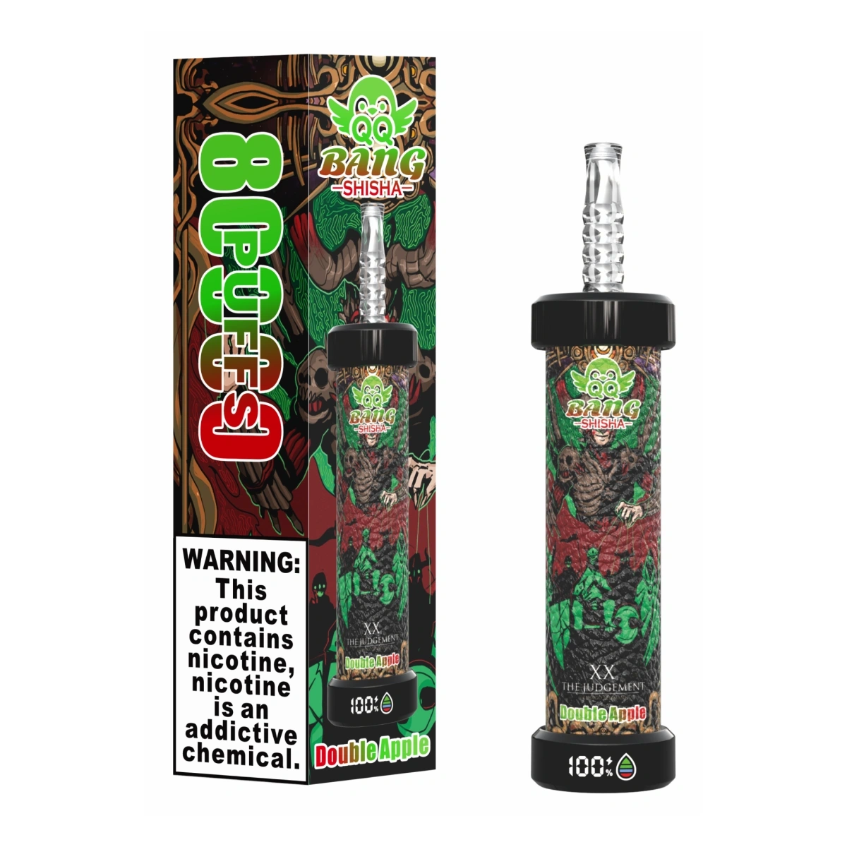 QQ Bang Shisha 80K disposable vape with classic Double Apple taste. Shown with single-unit retail box.