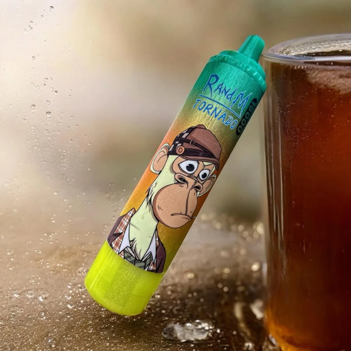 Fumot Tornado 15000 disposable vape featuring Ice Tea Lemon Ice flavor. Real product shot showing device details.