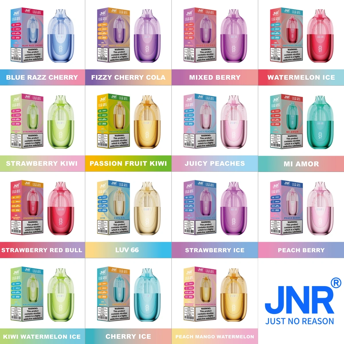 JNR Lila Kiss 60K Disposable Vape | 60,000 Puffs Visible Tank RGB Light Dual Mesh Type-C Quick Charge | Wholesale
