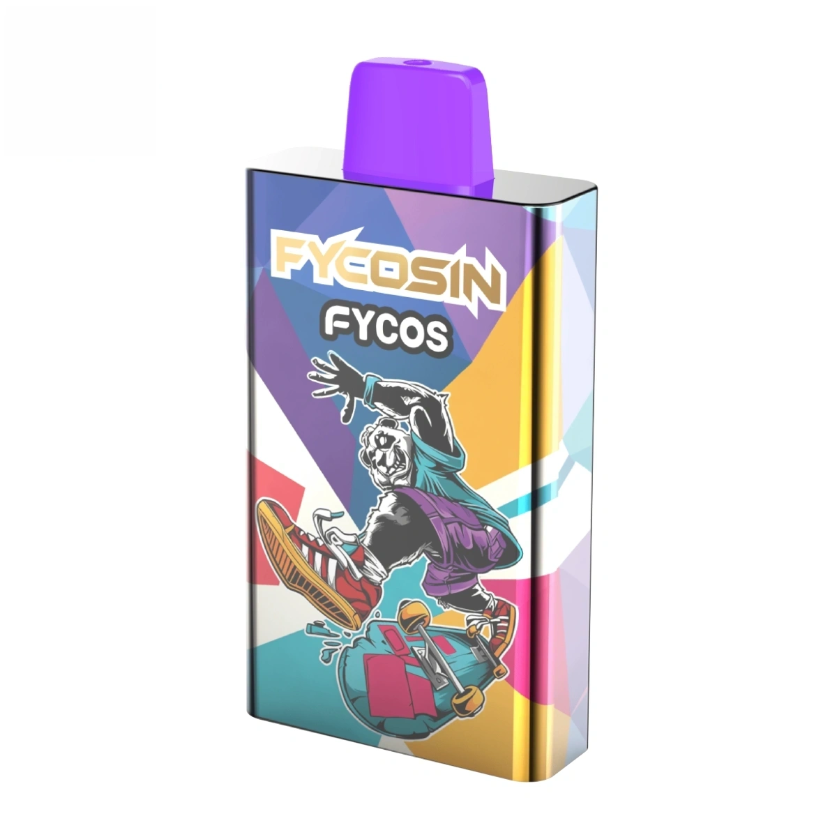Fycosin 30K blue razz lemonade disposable vape with Type-C rechargeable and mesh coil features, isolated on white background.