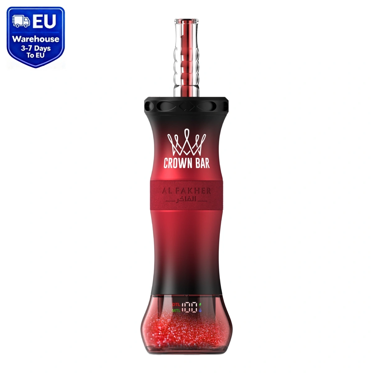 AL FAKHER 60K CLOUDX cherry ice shisha hookah disposable vape with smart screen and dual mode, isolated on white background.