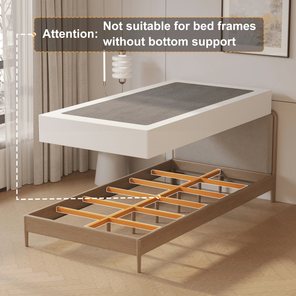 Roomdiary 7 inch Twin Box Spring with Fabric Cover, Heavy Duty Metal Mattress Foundation, Noise Free, Easy Assembly