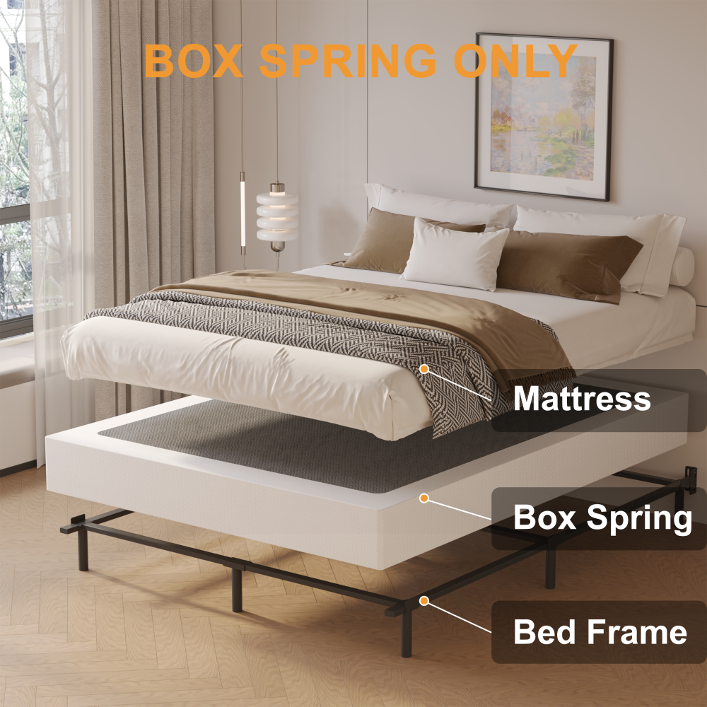 Roomdiary 9 inch Twin Box Spring with Fabric Cover, Heavy Duty Metal Mattress Foundation, Noise Free, Easy Assembly