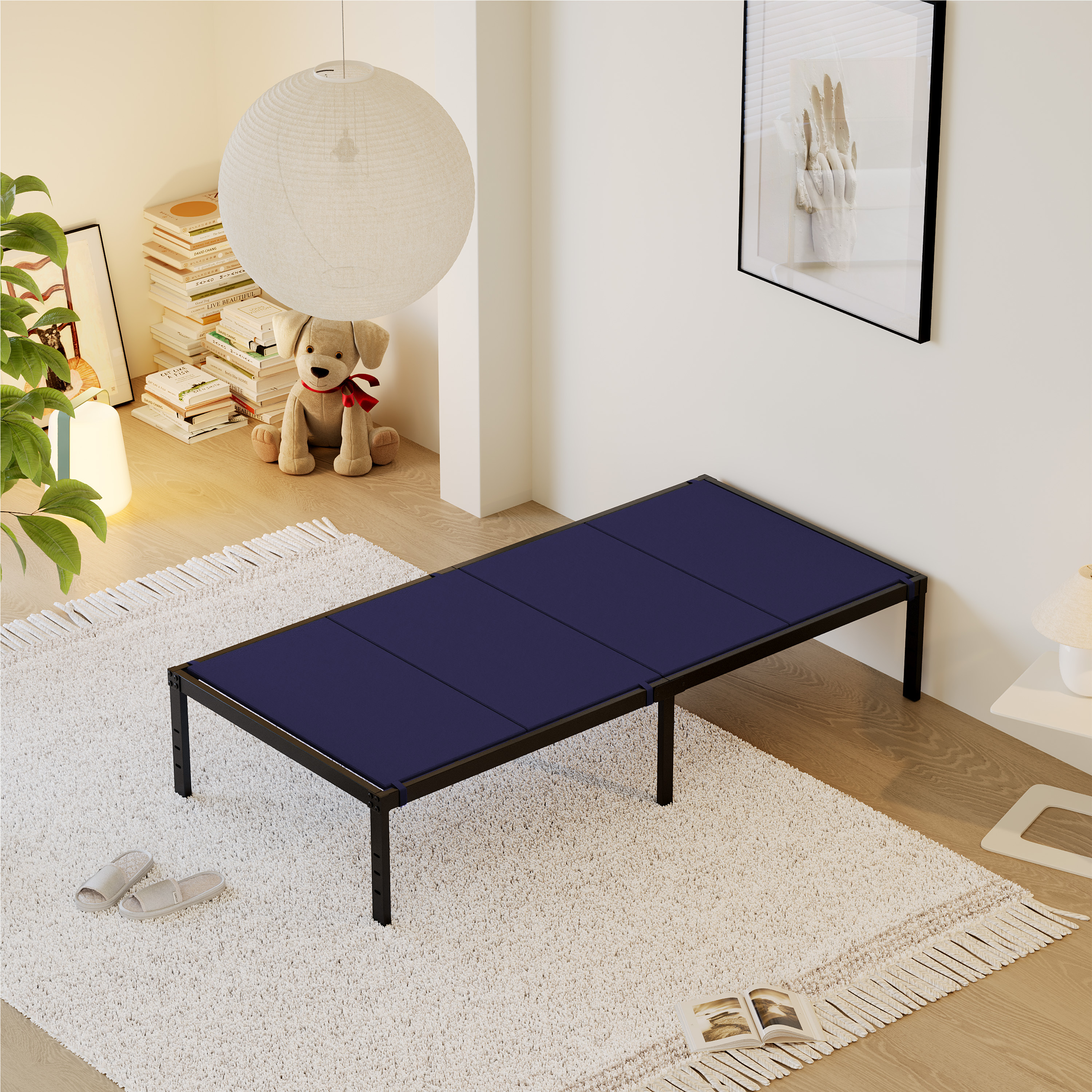 Roomdiary Blue Bunkie Board, Low Profile Mattress Support, No Sag, Easy Setup, Box Spring Replacement for Platform Bed