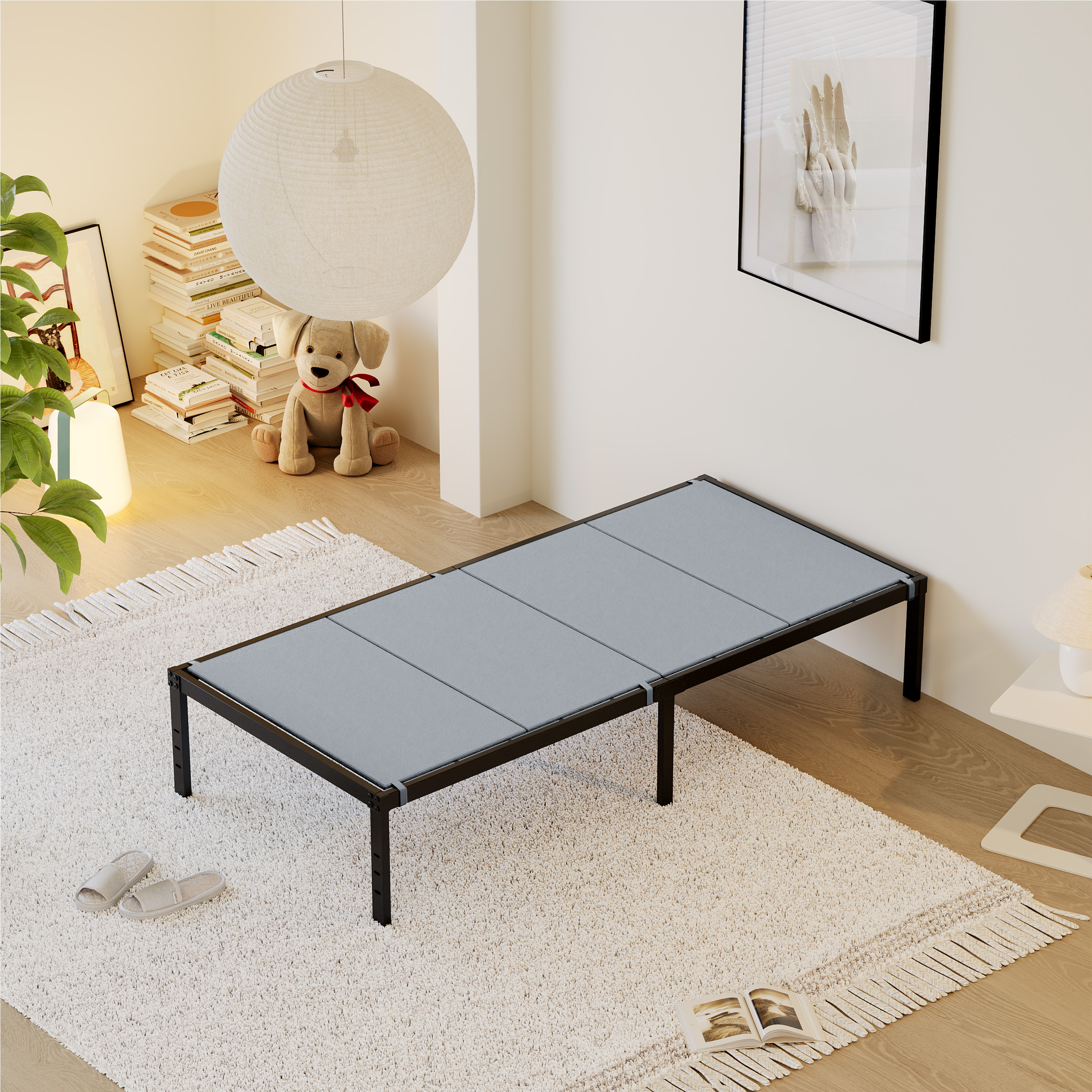 Roomdiary Gray Bunkie Board, Low Profile Mattress Support, No Sag, Easy Setup, Box Spring Replacement for Platform Bed.