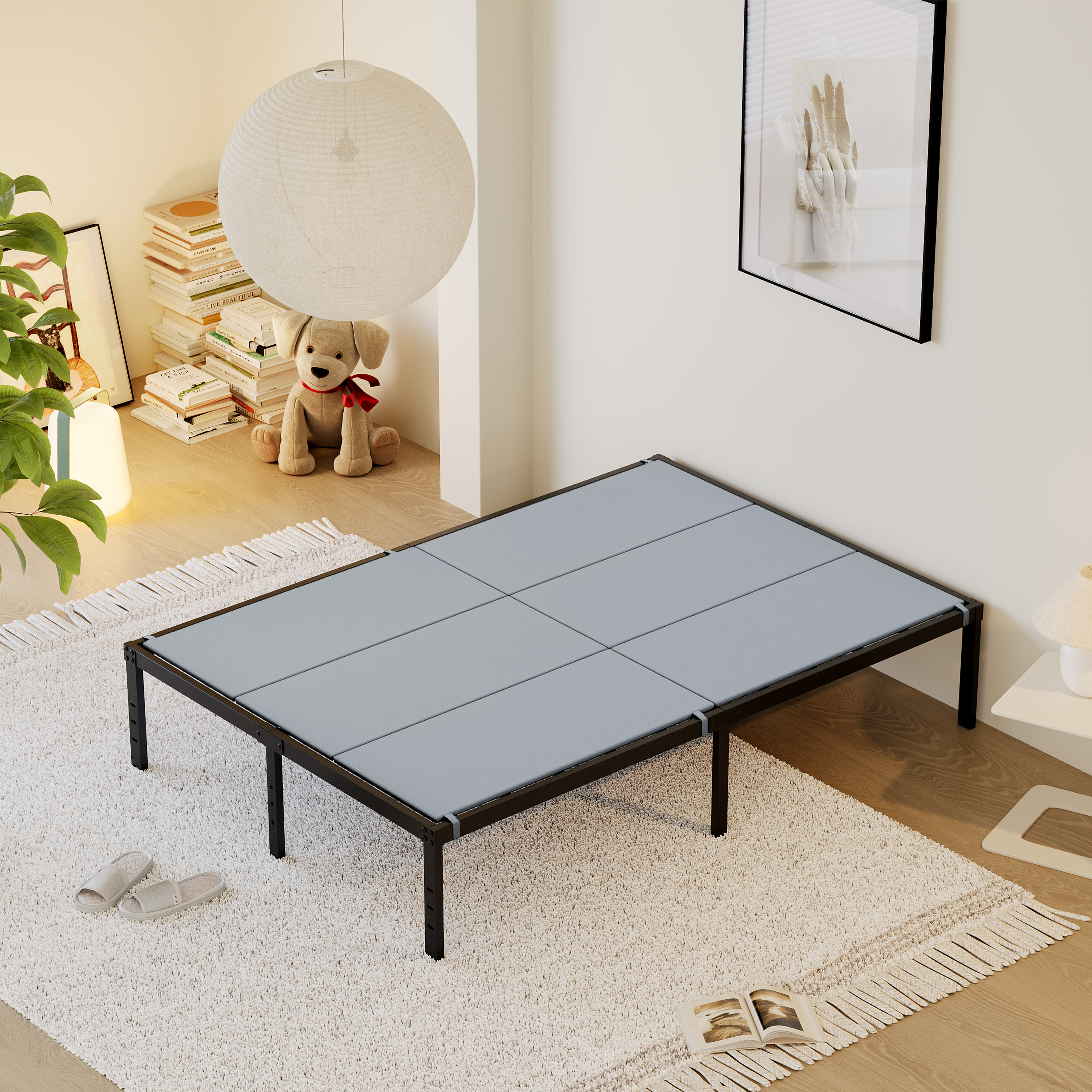 Roomdiary Gray Bunkie Board, Low Profile Mattress Support, No Sag, Easy Setup, Box Spring Replacement for Platform Bed.