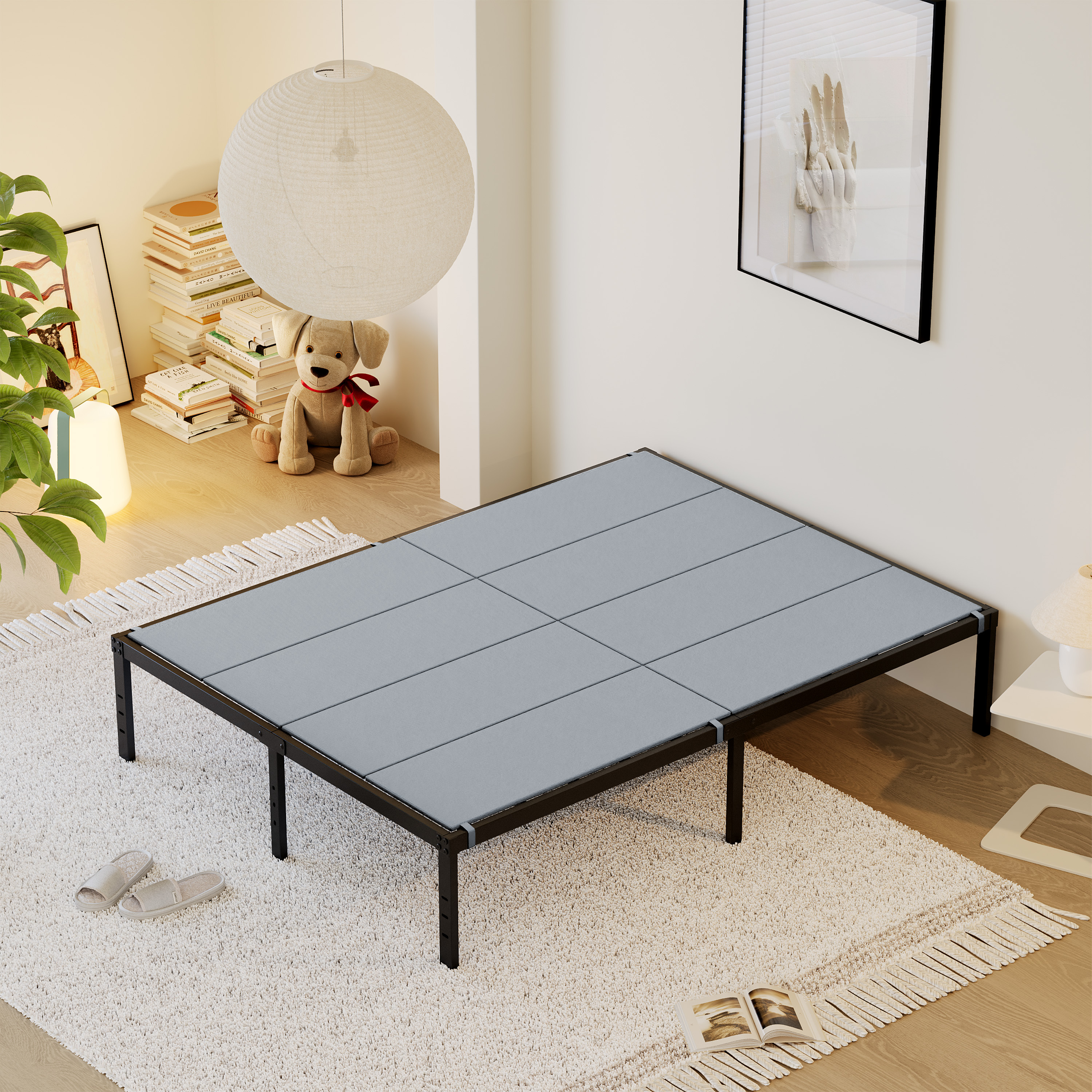 Roomdiary Gray Bunkie Board, Low Profile Mattress Support, No Sag, Easy Setup, Box Spring Replacement for Platform Bed.