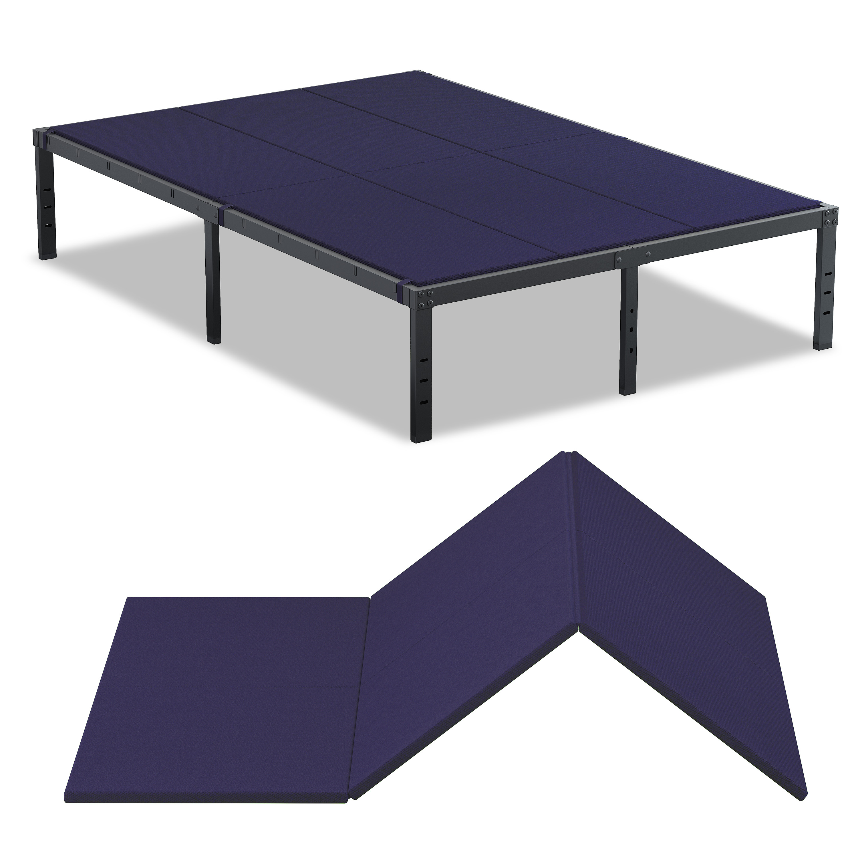 Roomdiary Blue Bunkie Board, Low Profile Mattress Support, No Sag, Easy Setup, Box Spring Replacement for Platform Bed