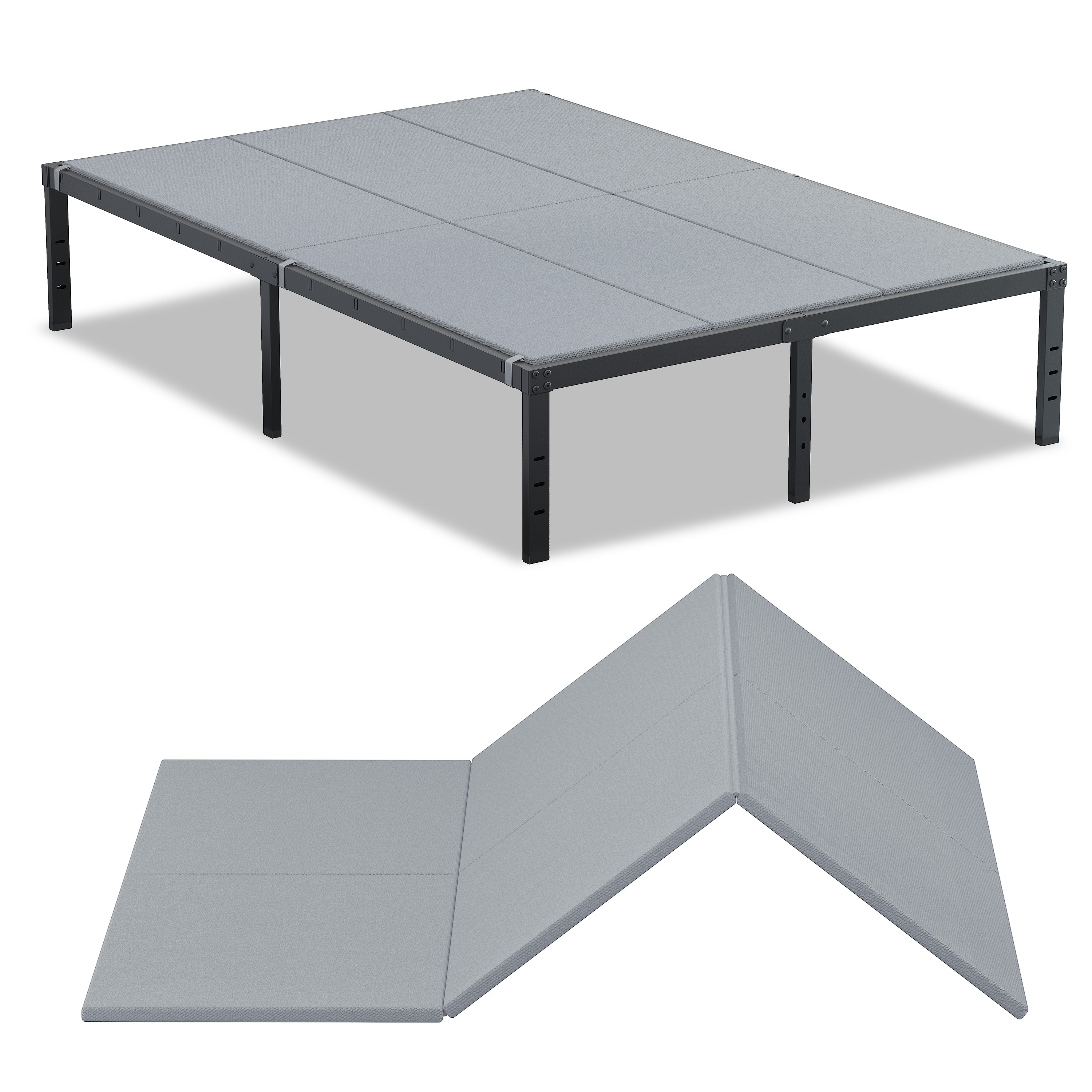 Roomdiary Gray Bunkie Board, Low Profile Mattress Support, No Sag, Easy Setup, Box Spring Replacement for Platform Bed.