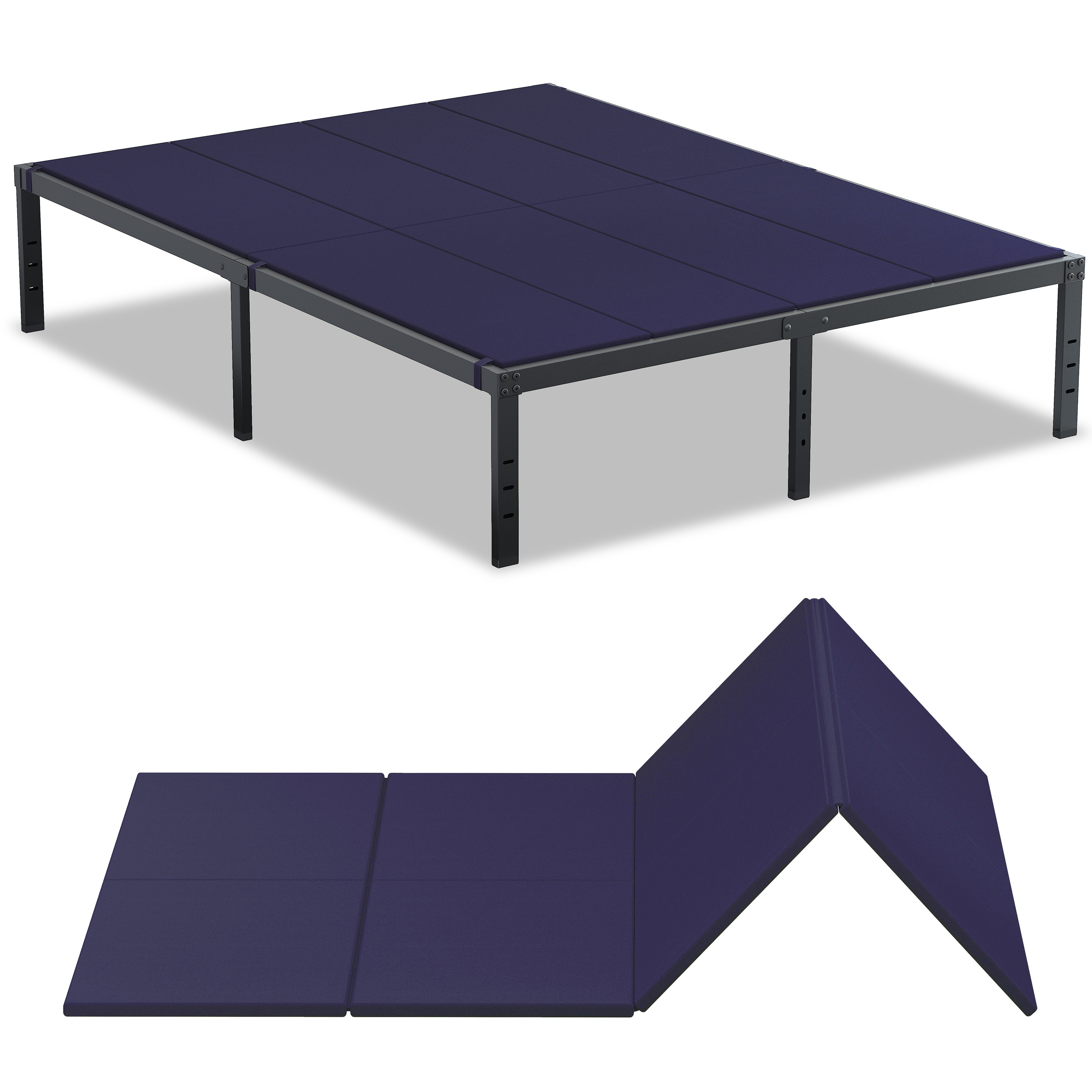 Roomdiary Blue Bunkie Board, Low Profile Mattress Support, No Sag, Easy Setup, Box Spring Replacement for Platform Bed