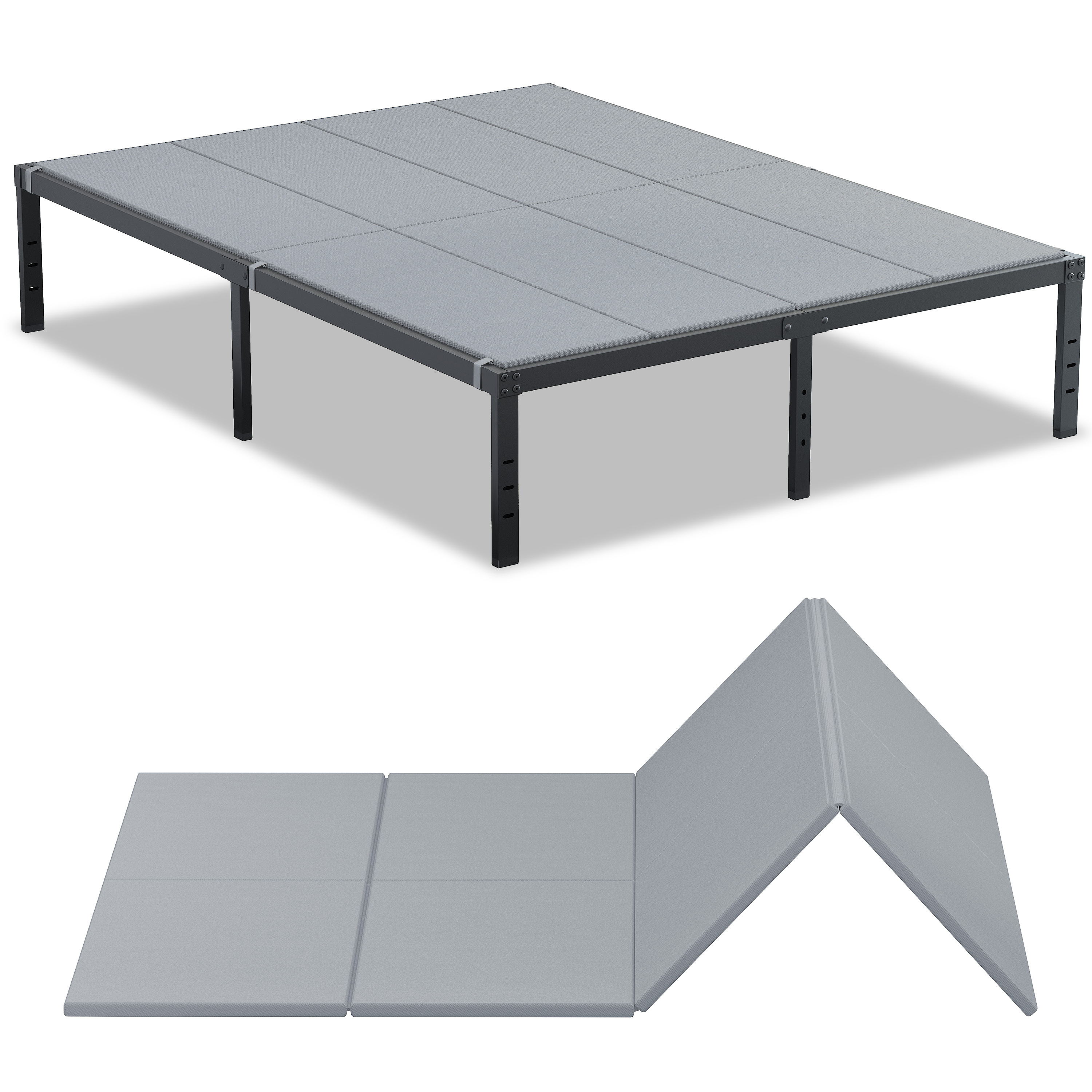 Roomdiary Gray Bunkie Board, Low Profile Mattress Support, No Sag, Easy Setup, Box Spring Replacement for Platform Bed.