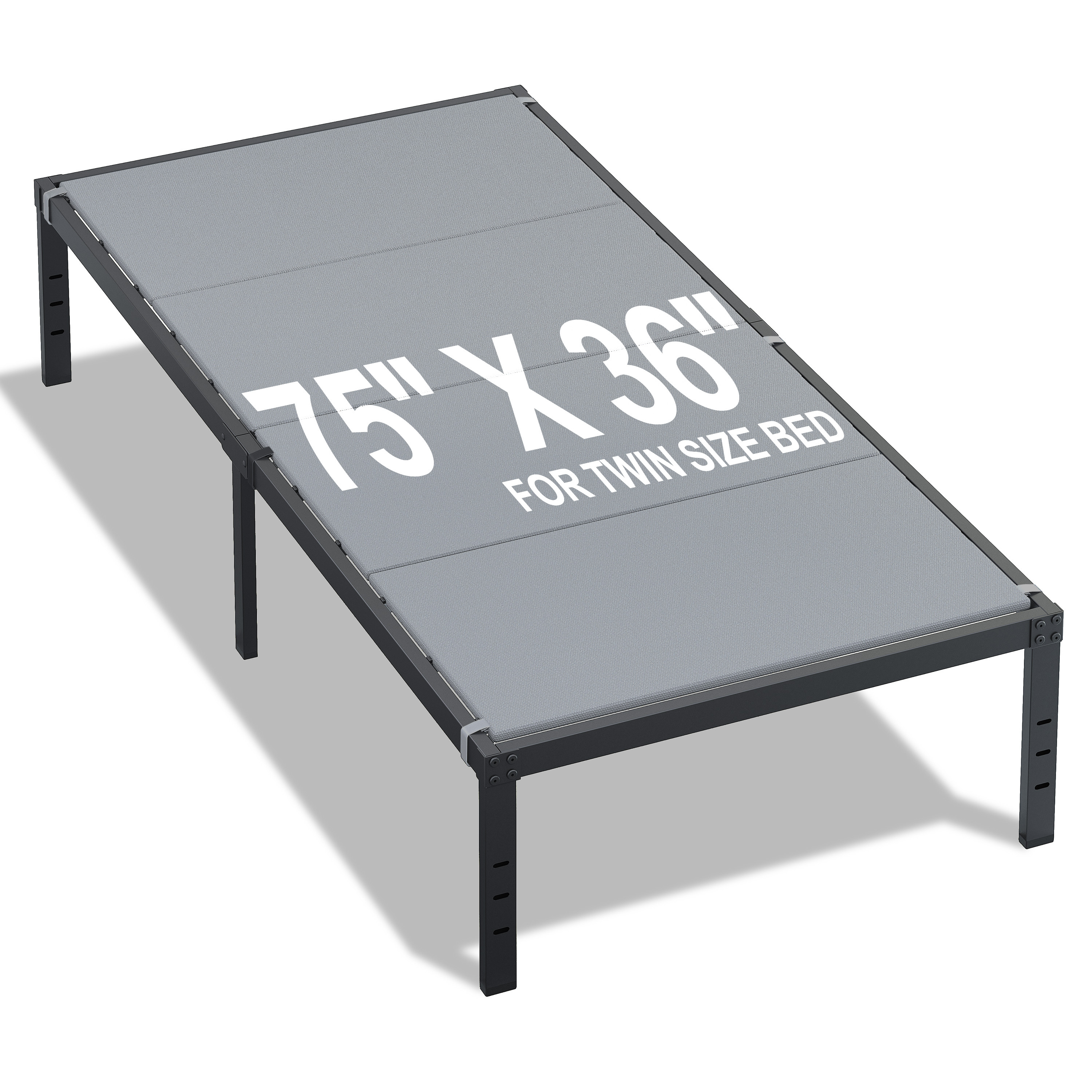 Roomdiary Gray Bunkie Board, Low Profile Mattress Support, No Sag, Easy Setup, Box Spring Replacement for Platform Bed.