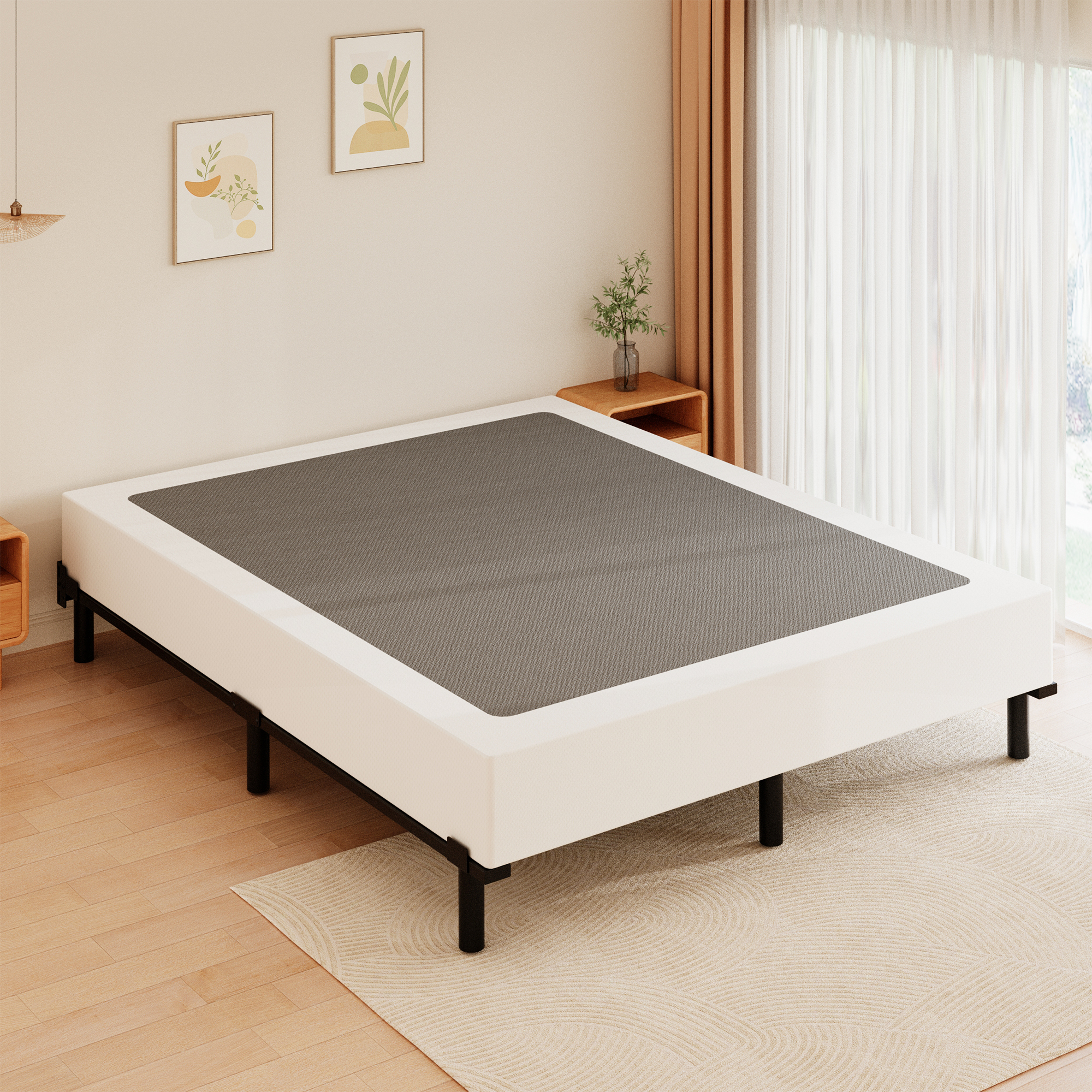 Roomdiary 7" Bed Frames for Box Spring, Heavy Duty Low Profile Metal Bed Base, Easy Assembly, Black