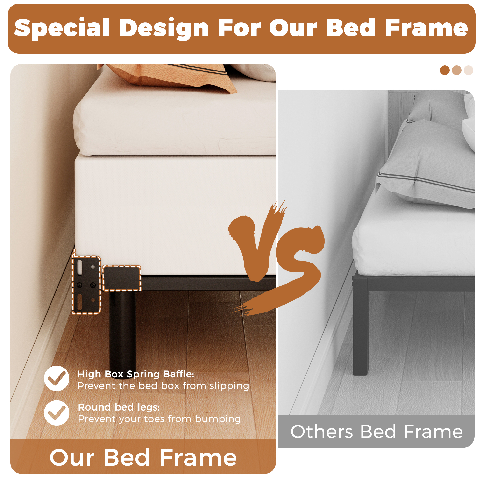 Roomdiary 7" Bed Frames for Box Spring, Heavy Duty Low Profile Metal Bed Base, Easy Assembly, Black